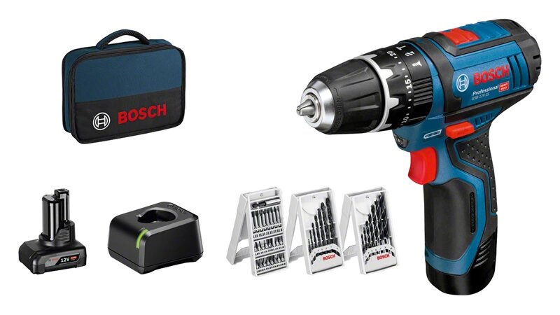 BOSCH 06019B690G TALADRO ATORN. PERC.GSB 12-1BAT 2Ah+1BAT 4Ah+39 ACCESORIOS